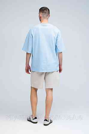 Костюм футболка оверсайз голубая и шорты бежевые RAY BASIC мужской (U1801M-Blue-Cream) Киев