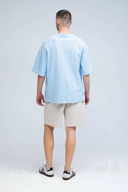 Костюм футболка оверсайз блакитна та шорти бежеві RAY BASIC чоловічий (U1801M-Blue-Cream) Київ - фото 3
