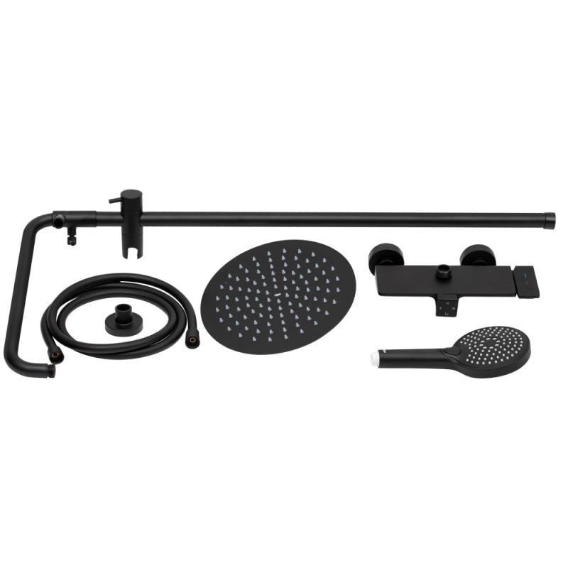 Душевая система для душа Qtap Sloup на три потребителя (с изливом) c полочкой QTSL51105OGB Black Matt, Латунь Харьков - изображение 9