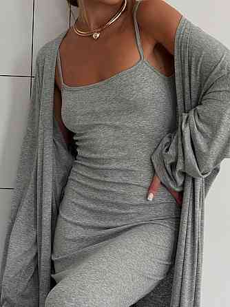 Женский базовый костюм двойка: платье + кардиган турецкая вискоза Серый, 42/44 Одесса