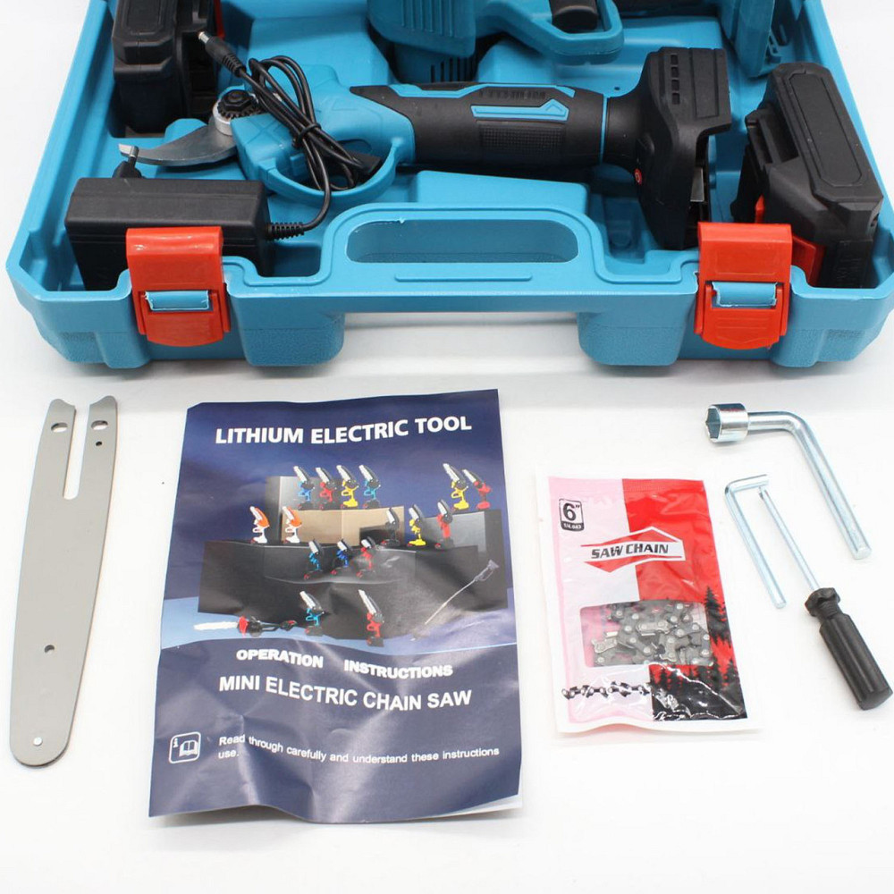 Акумуляторна ланцюгова пилка + садовий секатор 2 акумулятори,21V SBR Київ - фото 10