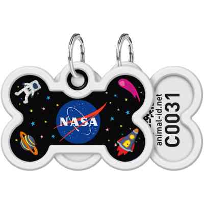 Адресник для животных WAUDOG Smart ID с QR паспортом "NASA", кость 40х28 мм (0640-0147) Винница