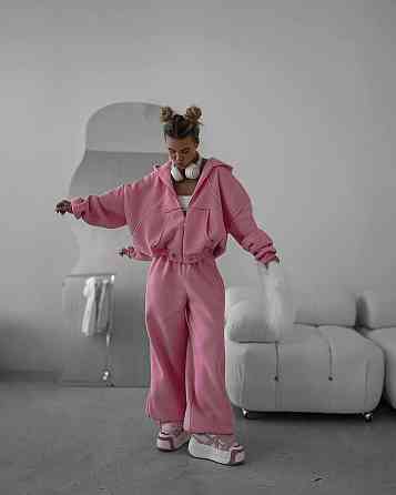 Женский теплый костюм двойка свободного кроя турецкая трехнить пенье с начесом Одесса