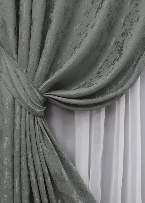 Комплект готових штор VR-Textil Льон мармур Pavliani AL № 1577ш Сірий 150х260 см 2 шт (33-0437) Київ - фото 5