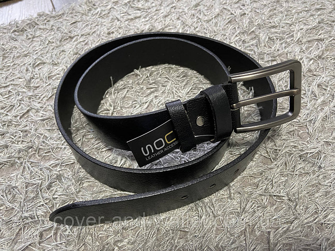 Мужской джинсовый кожаный ремень черного цвета ST Leather Киев - изображение 4