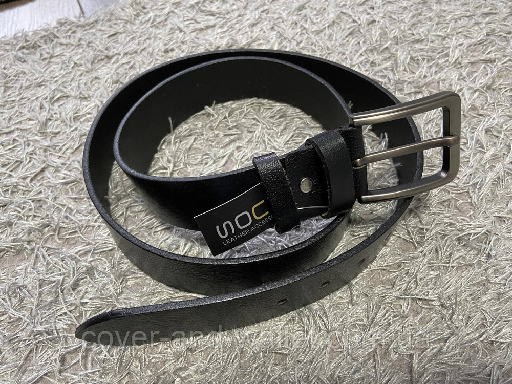 Чоловічий джинсовий шкіряний ремінь чорного кольору ST Leather Київ - фото 4