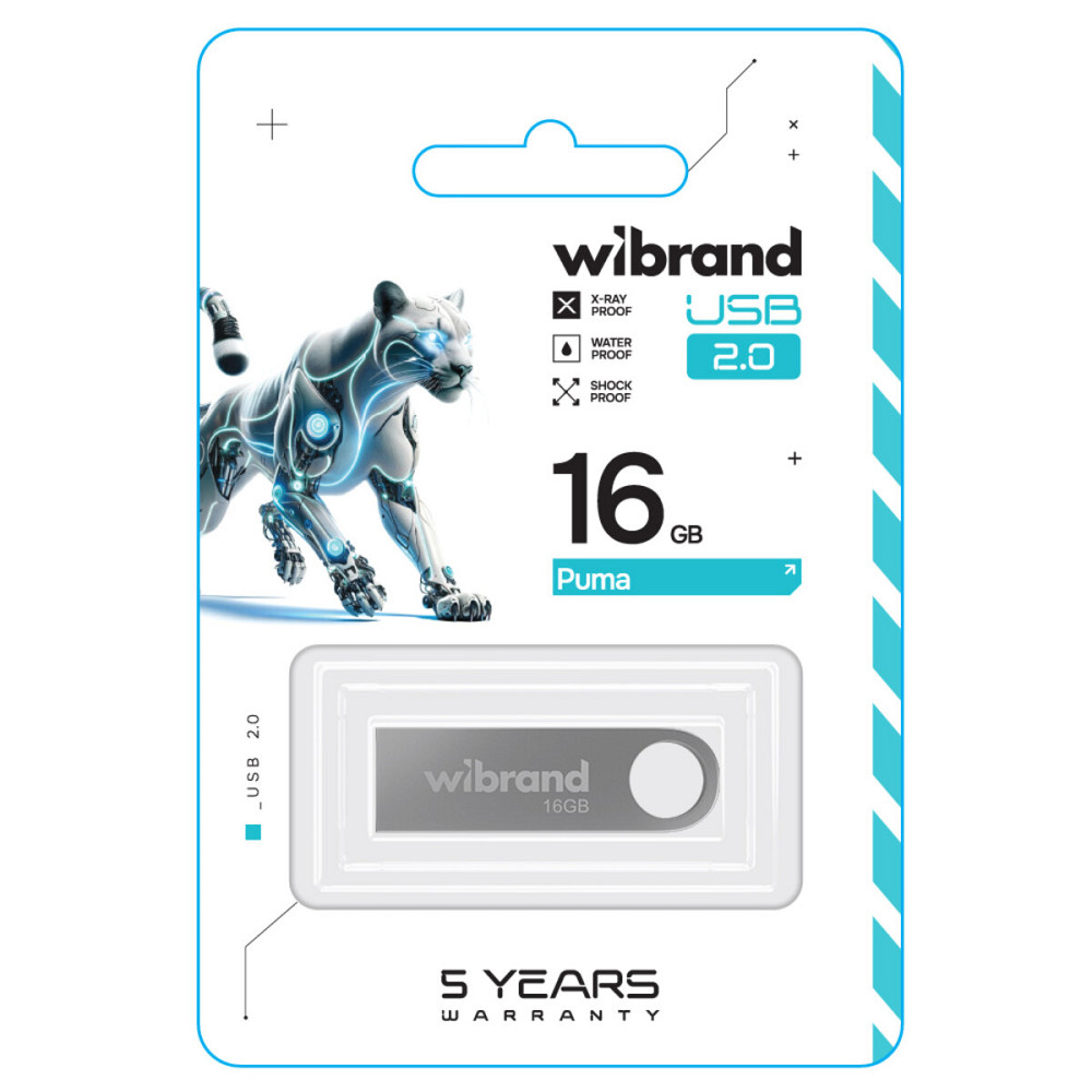 Flash Wibrand USB 2.0 Puma 16Gb Silver (WI2.0/PU16U1S) Київ - фото 2