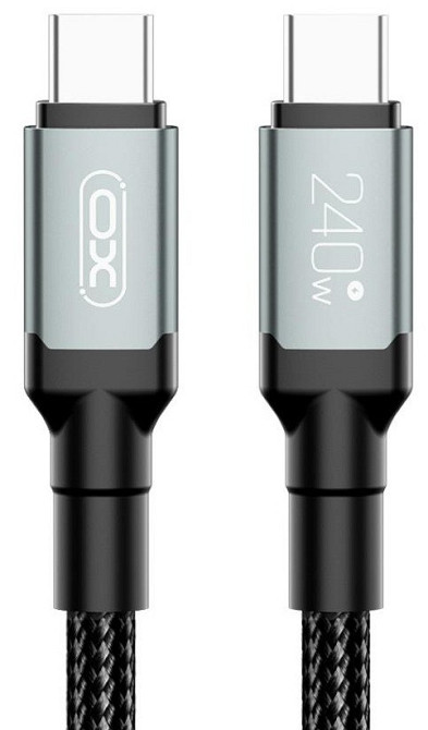 Кабель XO NBQ264A High Power Braided Type-C to Type-C - 240W - 1m Black (7102292) Київ - фото 3