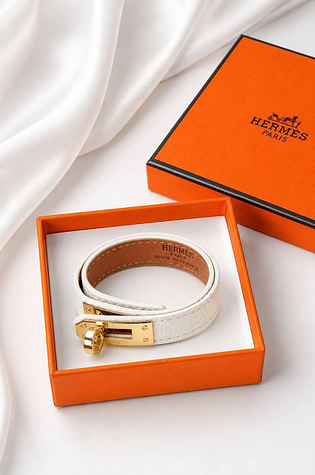 Кожаный браслет Hermes на два оборота черный | Наматывающийся браслет на руку | Браслет Hermes Одесса - изображение 9