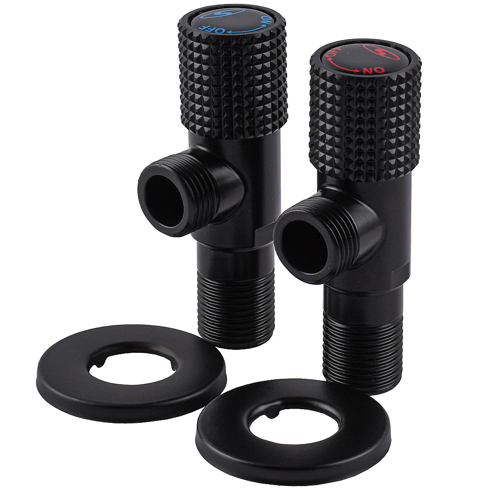 !!Набір кранів кутових кераміка SOLOMON EXCLUSIVE 1/2″X1/2″ 9889 BB (BLACK/BLACK) (комплект2шт.) Луцк - изображение 1