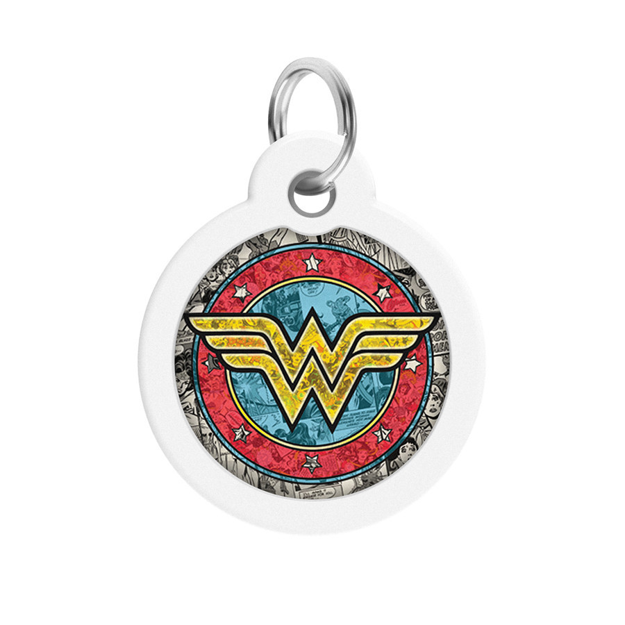 Адресник для собак і котів металевий WAUDOG Smart ID з QR-паспортом, малюнок "Диво-жінка 2", коло, Д 30 Вінниця - фото 2