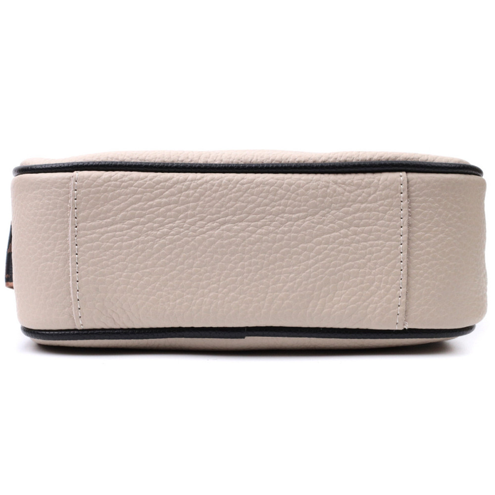 Жіноча сумка з вишивкою на лицьовій стороні з натуральної шкіри Vintage 22625 Бежева Київ - фото 7