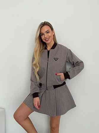 Женский стильный костюм двойка: бомбер на подкладке + юбка - шорты кашемир Капучино, 46 Одесса