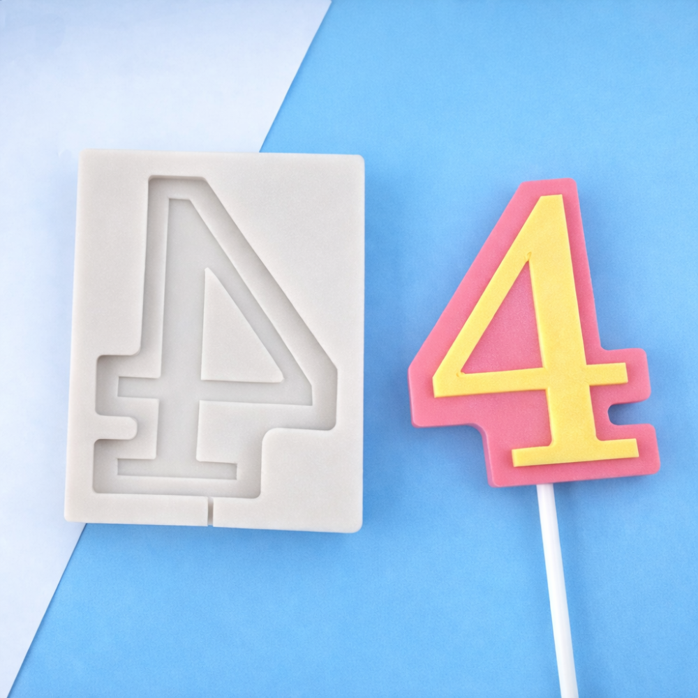 Молд силиконовый цифра 4 универсальный 92 на 72 мм серый Киев - изображение 2