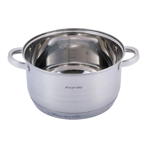 Каструля нержавіюча сталь 5л з кришкою порожнисті ручки 4913 KAMILLE Житомир - фото 5