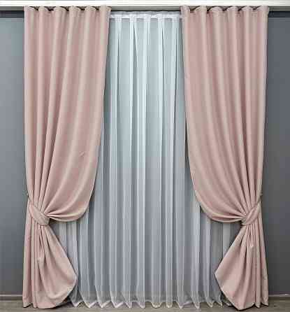 Комплект готових штор VR-Textil Блекаут двосторонній Eclipsе № 1793ш Пудровий 125х270 см 2 шт (39-962) Київ