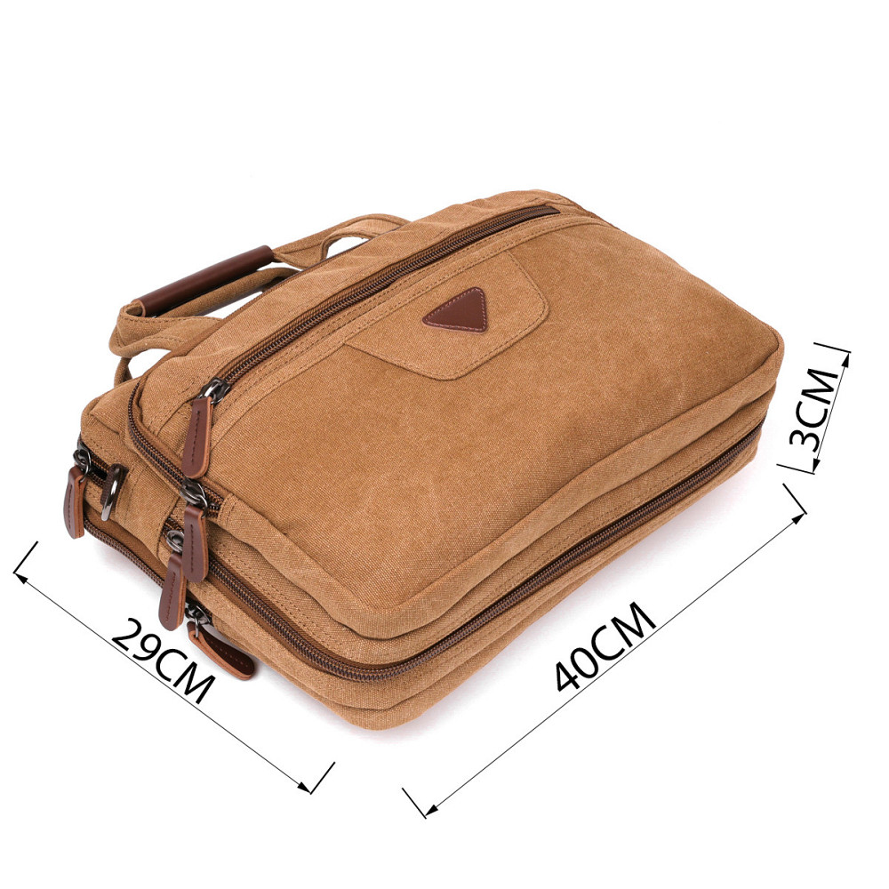 Сумка текстильна для ноутбука на два відділення Vintage 20178 Коричнева Київ - фото 3