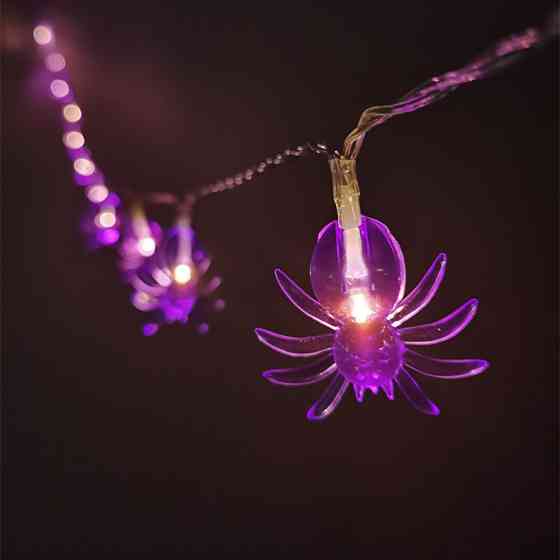 Гирлянда на Хэллоуин Пауки 150 см 10 led 35 на 35 мм фиолетовый Киев