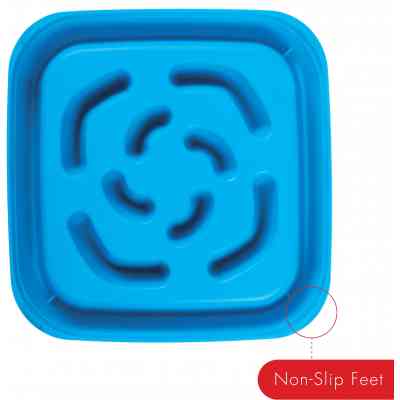 Посуд для собак Dexas Силіконова квадратна миска Slow Maze Feeder для повільного годування 1.44 л блакитна (0084297309749) Вінниця