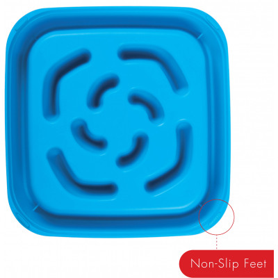 Посуда для собак Dexas Силиконовая квадратная миска Slow Maze Feeder для медленного кормления 1.44 л голубая (0084297309749) Винница - изображение 2