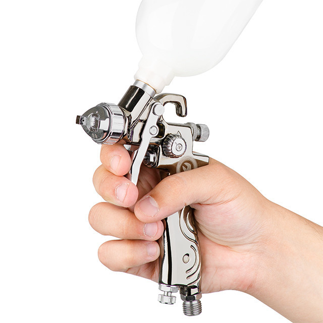 Фарбопульт пневматичний LVMP MINI, форсунка: 0,8 мм, верхній пластиковий бачок: 250 мл, 2-2,5 бар INTERTOOL PT-0129 Київ - фото 7