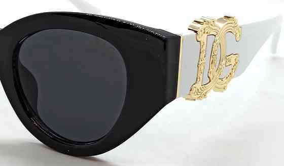 Брендові окуляри жіночі чорно-білі, великі, із золотим логотипом модні. Київ