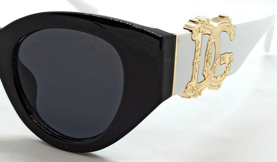 Брендові окуляри жіночі чорно-білі, великі, із золотим логотипом модні. Київ - фото 6