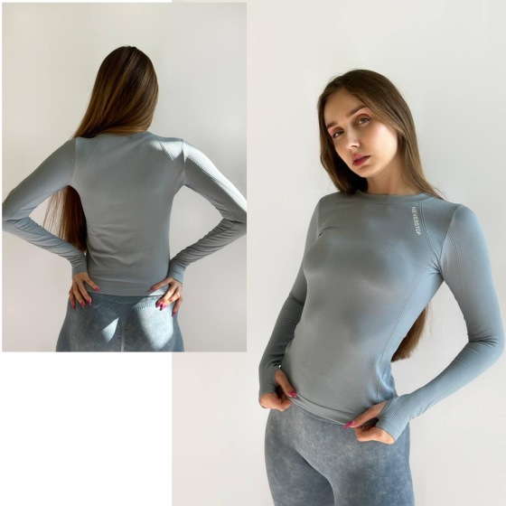 Рашгард женский спортивный с длинным рукавом для фитнеса NEVERSTOP Sky blue Одесса