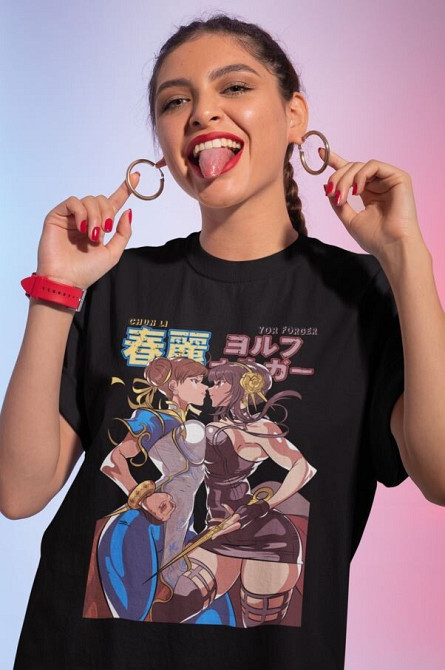 Футболка для хлопчика з аніме принтом Кхун Лі Стреет Фігхтер оверсайз (зріст від 165 до 180) Чорний AnimeJ0814m Дніпро - фото 3