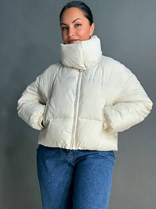 Куртка женская Lady Yep 10043 короткая на молнии с воротником белая, белый, 42 Киев - изображение 4