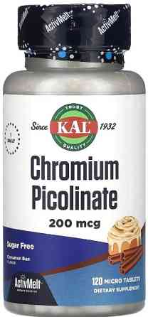 Піколінат хрому KAL Chromium Picolinate 200 мкг 120 мікротаб булочка з корцею Київ