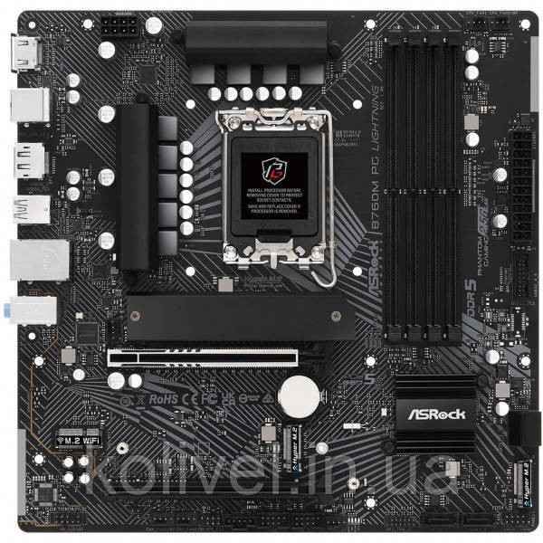 ASRock B760M PG LIGHTNING (1700/B760, 4*DDR5, 2xPCIex16, 4xSATAІІІ, 3xM.2, 2.5GLan, 7.1ch, mATX) (B760M PG Киев - изображение 1