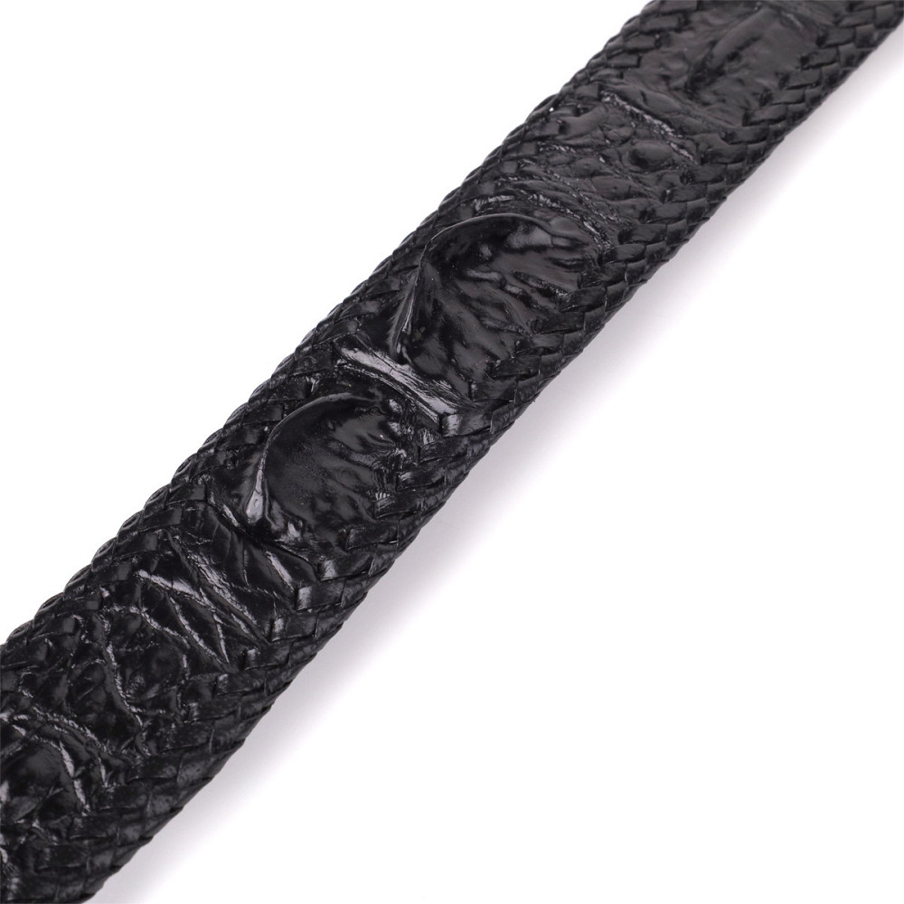 Ремінь-автомат CROCODILE LEATHER 18010 з натуральної шкіри крокодила Чорний Київ - фото 11