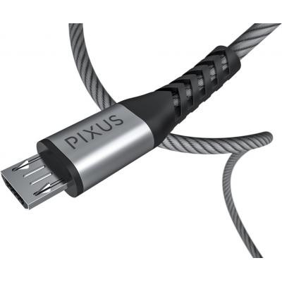 Дата кабель USB 2.0 AM to Micro 5P 1.0m Flex Gray Pixus (4897058531145) Вінниця - фото 5
