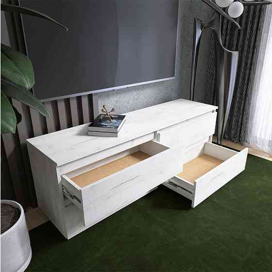 Тумба под телевизор Эверест ЛТВ-1400 Лайт 140х38х49 см Дуб Крафт белый (DTM-071082) Львов