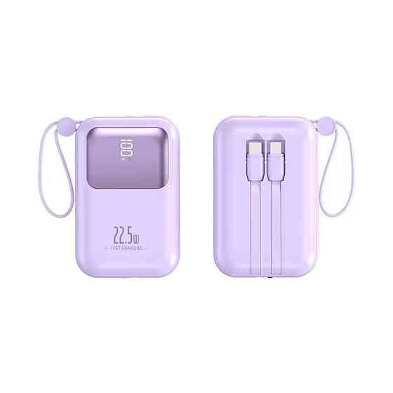 Павербанк бездротовий магнітний 10000мАг, Powerbank з кабелями Type-C/Lightning/USB, 22.5W Purple Кам'янець-Подільський