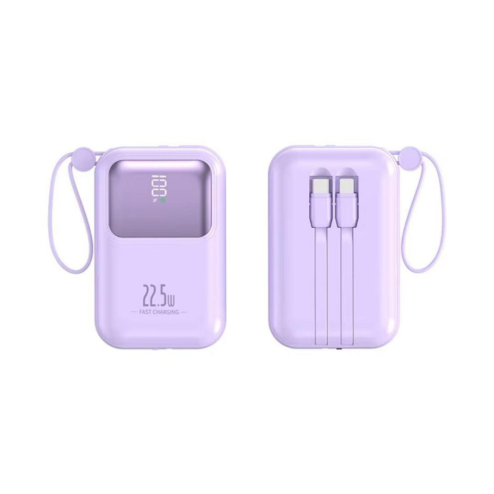 Павербанк бездротовий магнітний 10000мАг, Powerbank з кабелями Type-C/Lightning/USB, 22.5W Purple Кам'янець-Подільський - фото 4