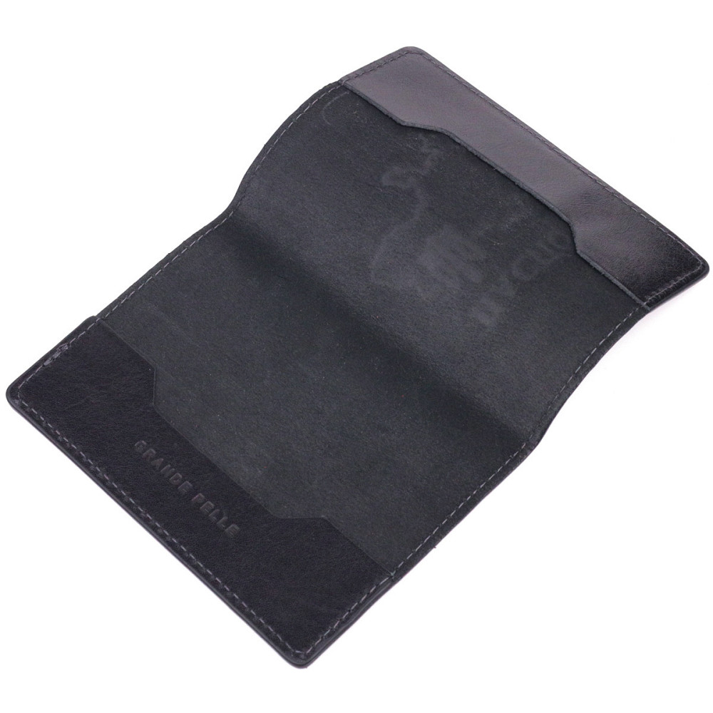 Красивая кожаная обложка на паспорт Карта GRANDE PELLE 16773 Черная Киев - изображение 5