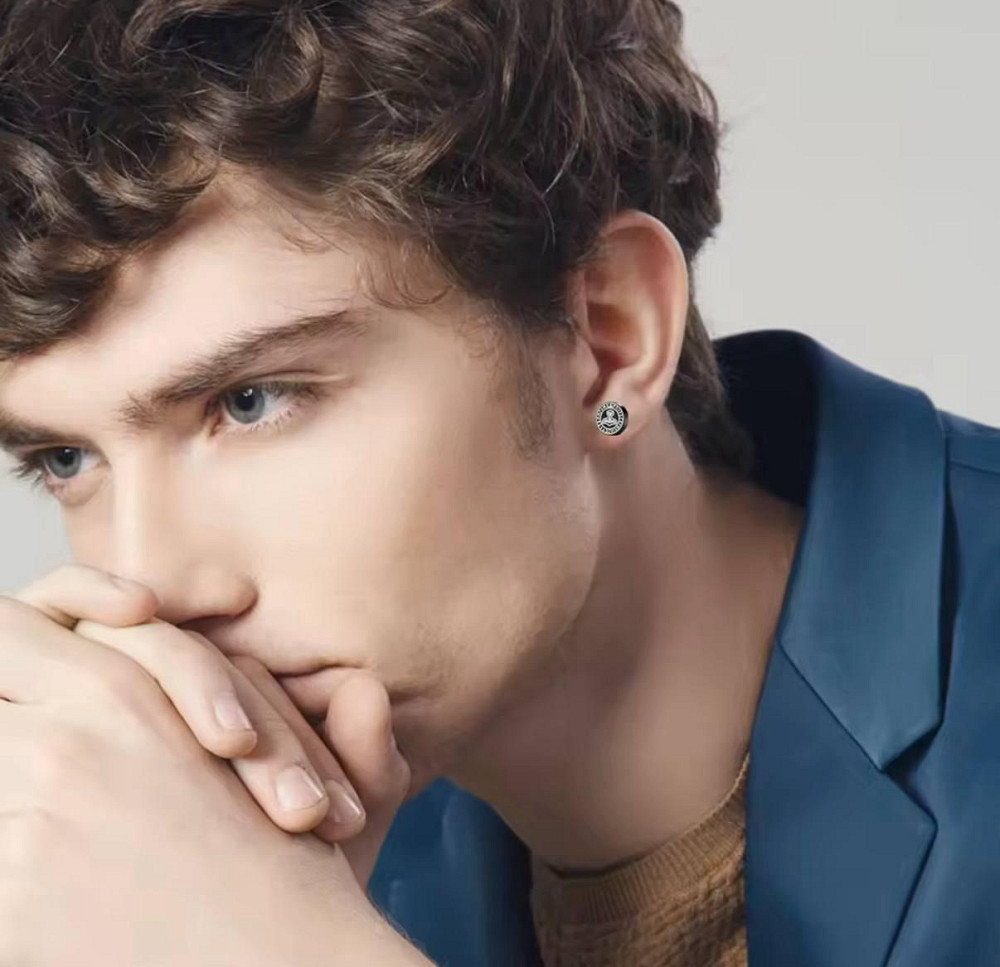 Сережки з рунічним компасом Веґвізір — чоловічі пусети з нержавіючої сталі Київ - фото 2