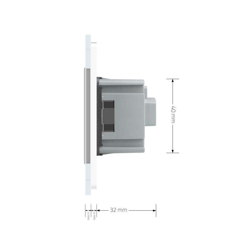 LIVOLO Електрична розетка з заземленням LIVOLO, сіра з білою рамкою, шторки, скло, 250В 16А (VL Коломия - фото 7