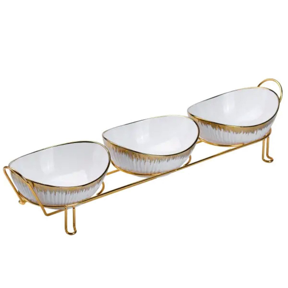 Yiwu Набір менажниць порцелянових на підставці 3 штуки Київ - фото 1