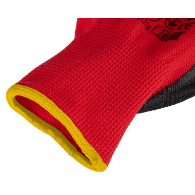 Защитные перчатки Neo Tools комплект 12шт, полиэстер с латексным покрытием, р.10, красно-черный (97-645-10) Винница - изображение 5