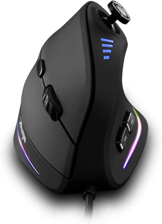Игровая вертикальная мышь Zelotes C18 RGB, 10000 DPI, программируемая, проводная, PMW3325, эргономичная, с панелью управления Киев