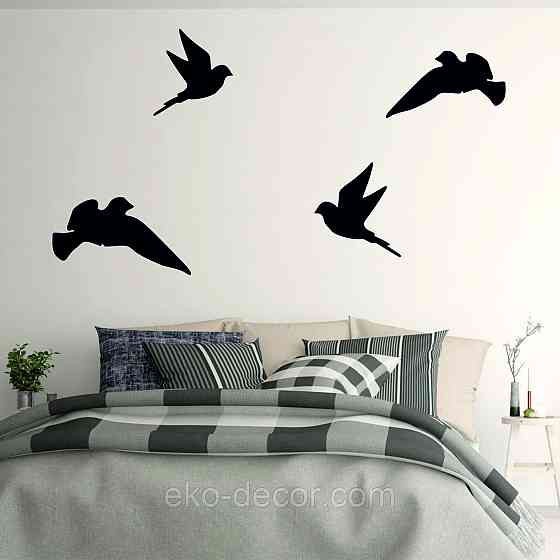 Декоративное настенное Панно «Птичка» Декор на стену(цена за 1шт) 30*18 см, Черный Киев