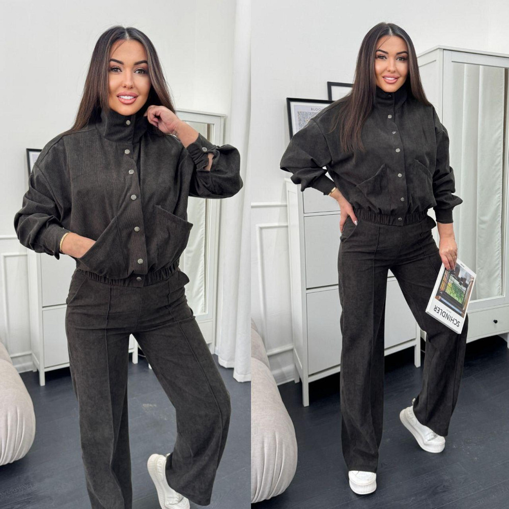 Женский стильный повседневный костюм двойка бомбер+брюки Хаки, 42/44 Одесса - изображение 10