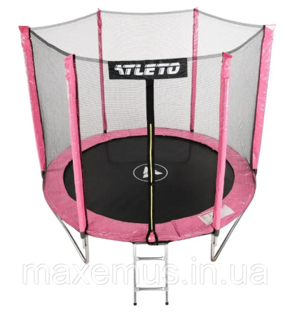 Батут детский Atleto 312 см с защитной сеткой и лестницей батут для детей садовый батут розовый Мостиска