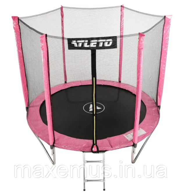 Батут детский Atleto 312 см с защитной сеткой и лестницей батут для детей садовый батут розовый Мостиска - изображение 4