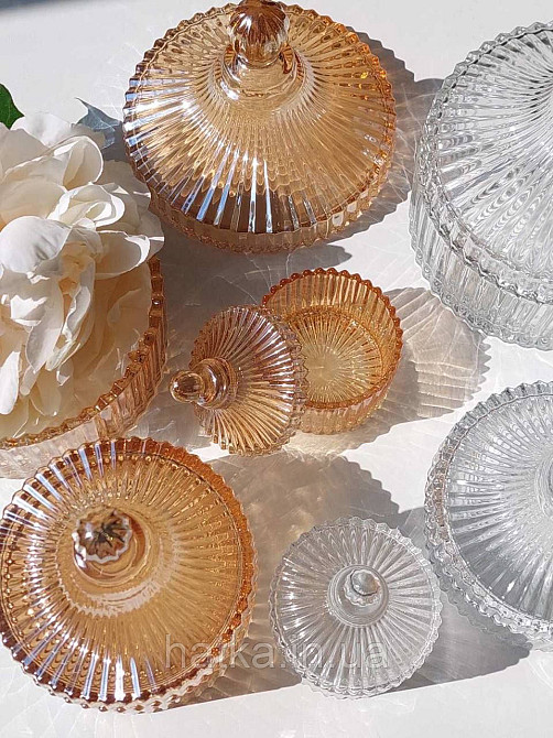 Цукорниця ємність для зберігання скляна "Золотий купер" 520 мл
 коричневе товсте скло Київ - фото 5