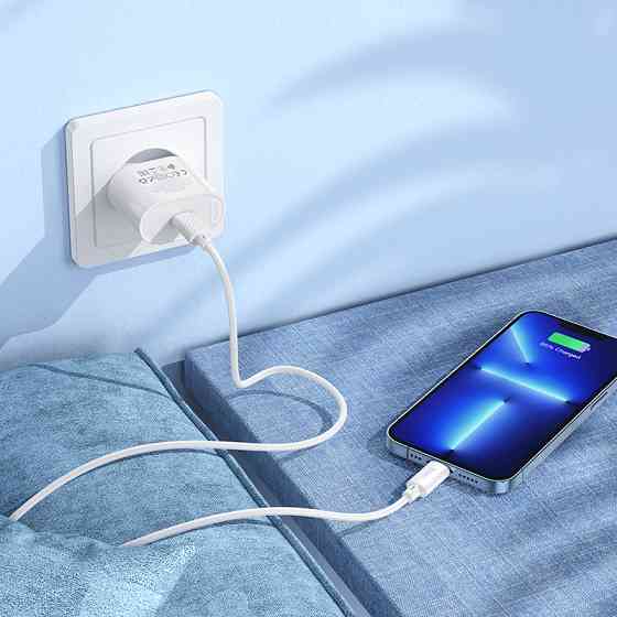 Зарядное устройство HOCO C109A с кабелем для iPhone белое Киев