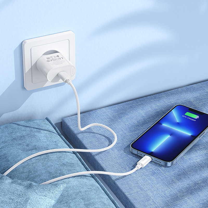 Зарядное устройство HOCO C109A с кабелем для iPhone белое Киев - изображение 3